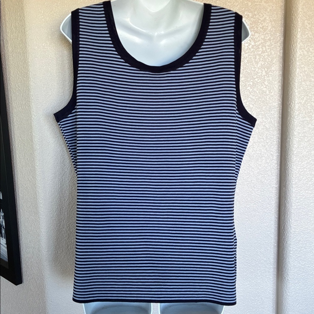 Misook striped knit tank, Women's XL Blue & White, split sides. EUC - Picture 5 of 15